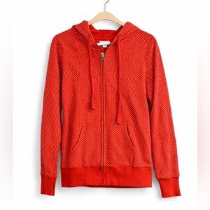 Old Navy Coral Polka Dot Zip Up Hoodie Women’s Size Large